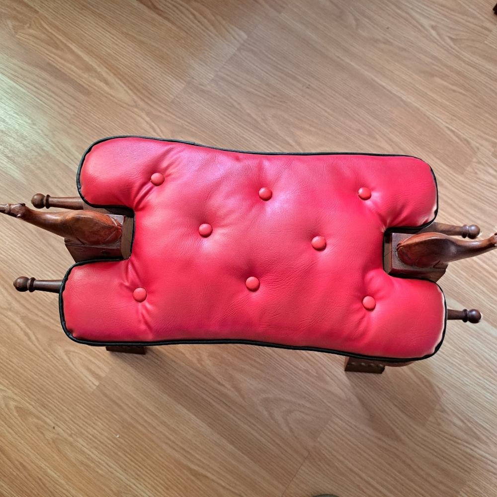 Vintage Camel Saddle Hide Footstool Ottoman Rare Wonderful Brass Trims - Picture 10 of 10
